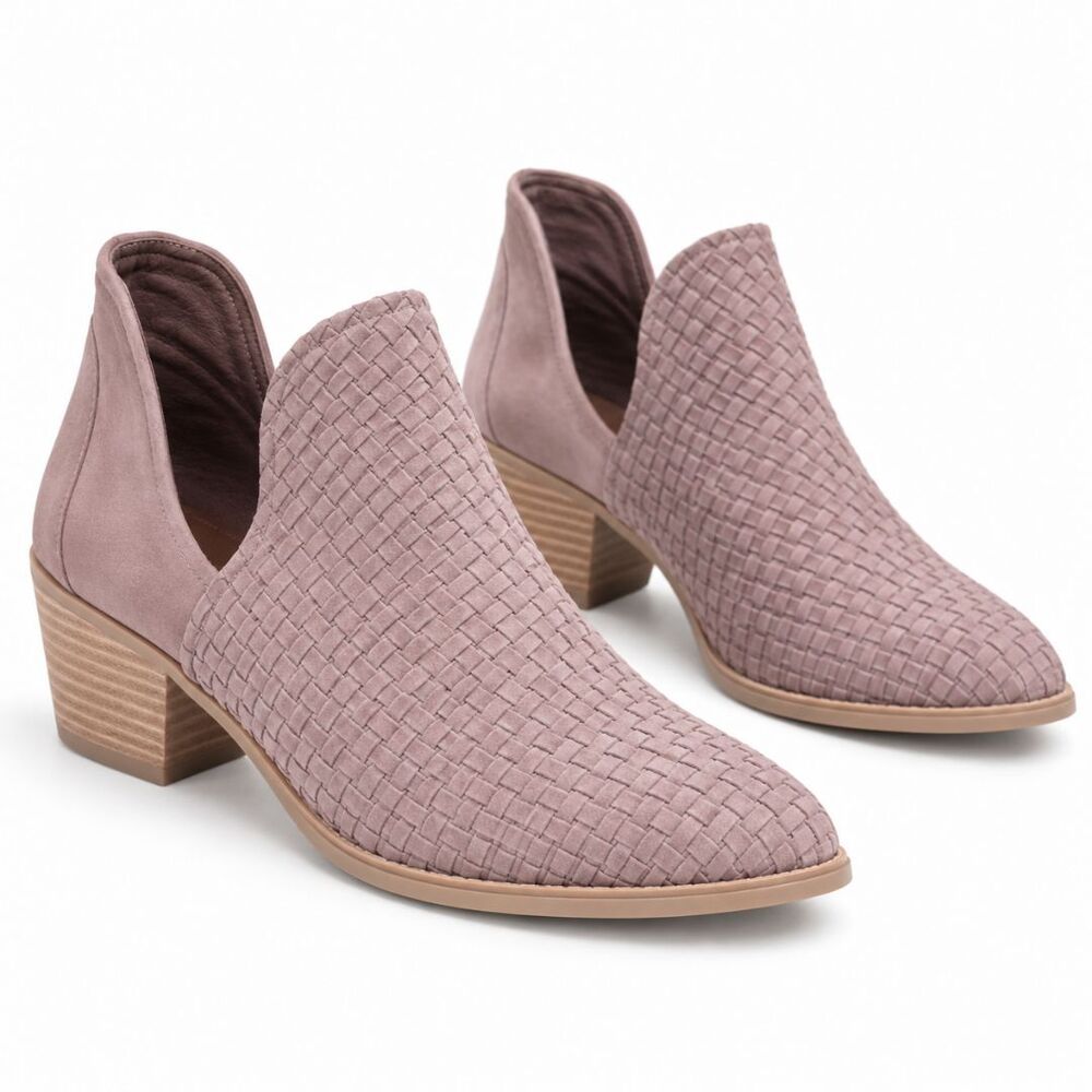 Very Volatile Veracruz Woven Suede Ankle Booties Womens 9 Mauve Taupe Western